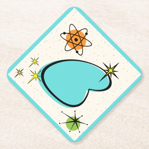 Retro Atomic Boomerang  Starbursts Paper Coaster