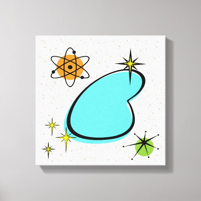 Retro Atomic Boomerang Stretched Canvas Print (Front)