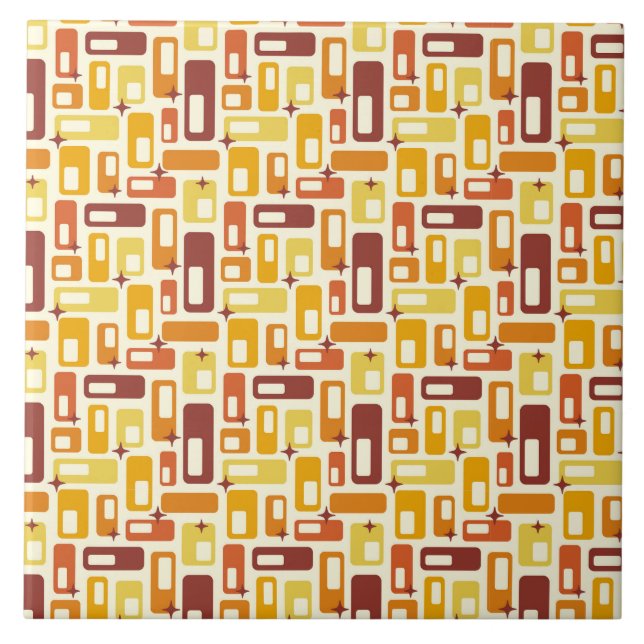 Retro Atomic Capsules Starburst Pattern Ceramic Tile (Front)