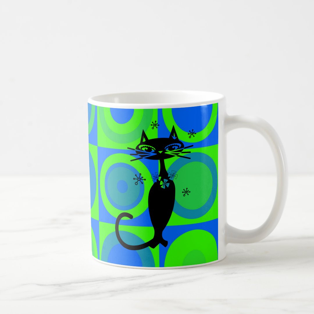 RETRO ATOMIC CAT COFFEE MUGS | Zazzle