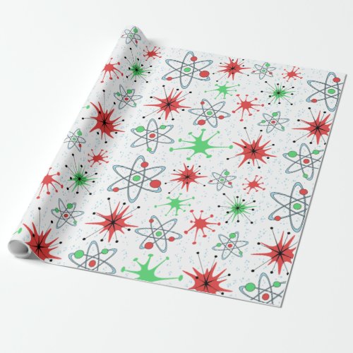 Retro Atomic Christmas Holiday Wrapping Paper
