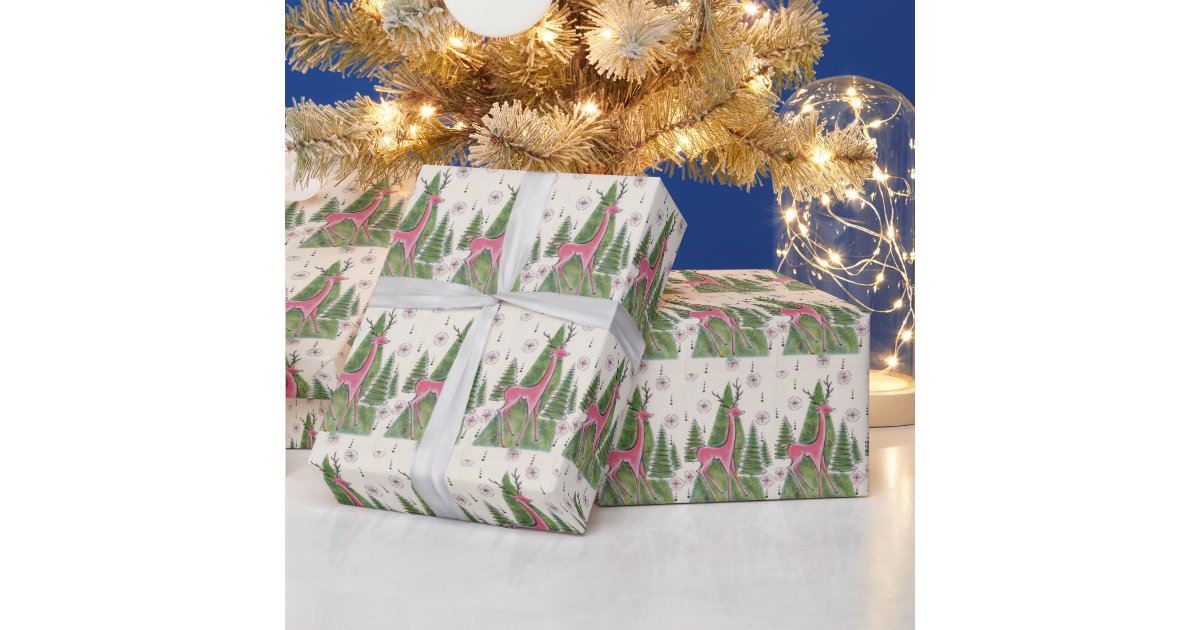 Vintage Mid Century Retro Christmas Lady Wrapping Paper