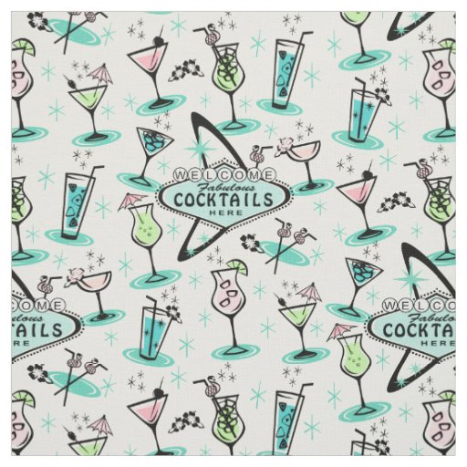 Retro Atomic Cocktails Fabric