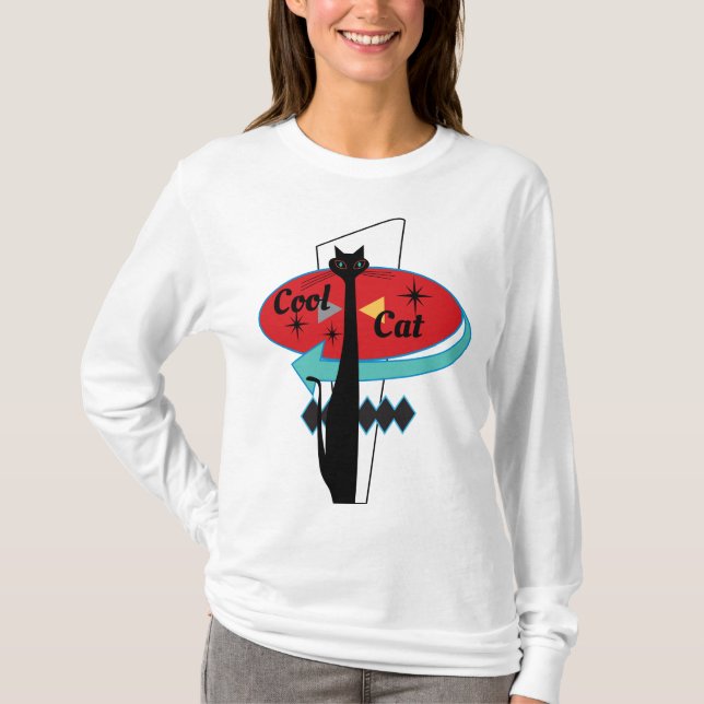 Retro Atomic Era Cool Cat Sign MCM T-Shirt (Front)
