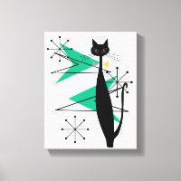 Retro Atomic Era MCM Cool Cat Canvas