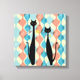 Retro Atomic Era MCM Cool Cat Canvas v2