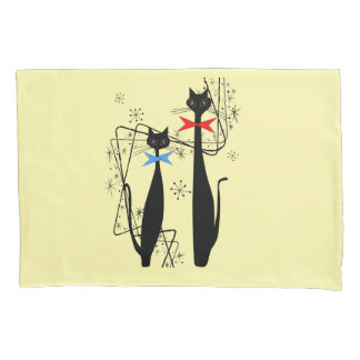 Retro Atomic Era Mid Century Modern Cat  Pillow Case