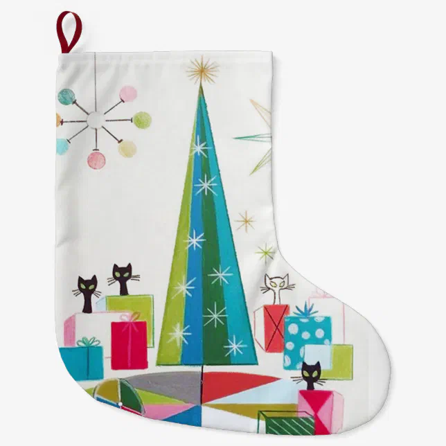Retro Atomic Era Mid Century Modern Christmas Large Christmas Stocking