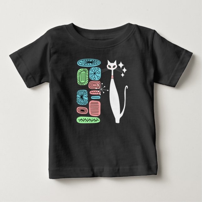 Retro Atomic Era Mid Century Modern Cool Cat Baby T-Shirt (Front)