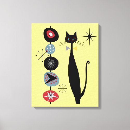 Retro Atomic Era Mid Century Modern Cool Cat Canvas Print