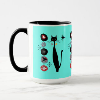 Retro Atomic Era Mid Century Modern Cool Cat Kabob Mug