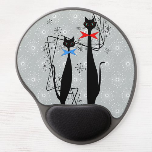 Retro Atomic Era Mid Century Modern Cool Cat Pair Gel Mouse Pad