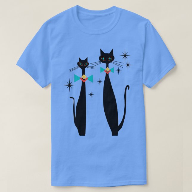 Retro Atomic Era Mid Century Modern Cool Cat Pair  T-Shirt (Design Front)