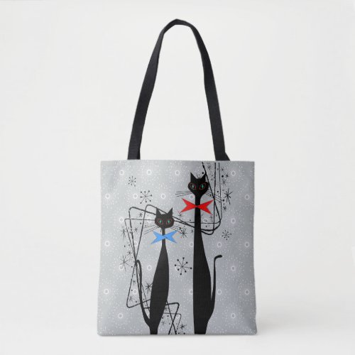 Retro Atomic Era Mid Century Modern Cool Cat Pair Tote Bag