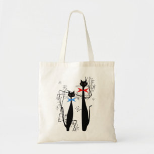 Retro Atomic Era Mid Century Modern Cool Cat Tote Bag