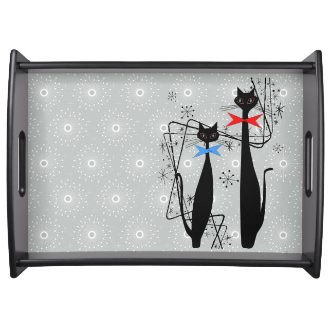 Retro Atomic Era Mid Century Modern Cool Cats Serving Tray (Front)