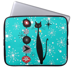 Retro Atomic Era Mid Century Modern Kitty Cat Laptop Sleeve