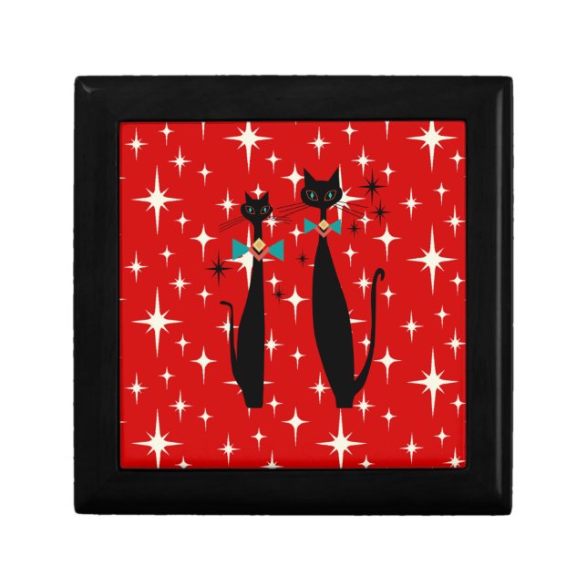 Retro Atomic Era Mid Century Modern MCM Black Cat  Gift Box (Front)