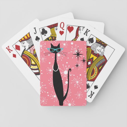 Retro Atomic Era Mid Century Modern MCM Black Cat Poker Cards