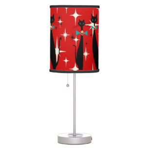 Retro Atomic Era Mid Century Modern MCM Black Cat Table Lamp