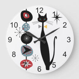 Retro Atomic Era Mid Century Modern MCM Cool Cat 1 Large Clock