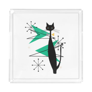 Retro Atomic Era Mid Century Modern MCM Cool Cat Acrylic Tray