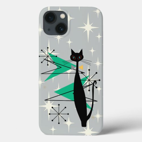 Retro Atomic Era Mid Century Modern MCM Cool Cat iPhone 13 Case