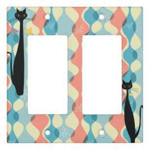 Retro Atomic Era Mid Century Modern MCM Cool Cat Light Switch Cover