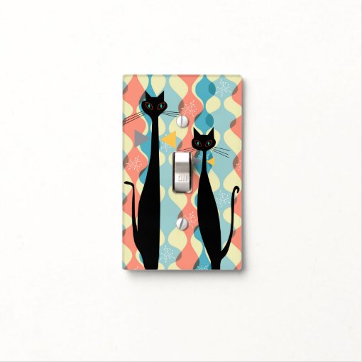 Retro Atomic Era Mid Century Modern MCM Cool Cat Light Switch Cover