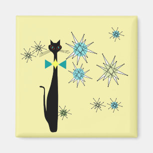 Retro Atomic Era Mid Century Modern MCM Cool Cat Magnet