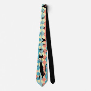 Retro Atomic Era Mid Century Modern MCM Cool Cat N Neck Tie