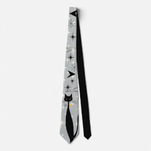 Retro Atomic Era Mid Century Modern MCM Cool Cat Neck Tie
