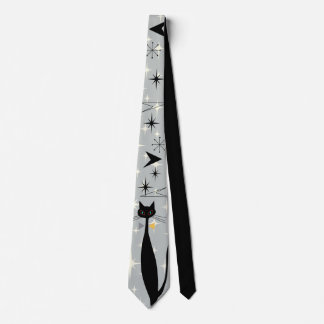 Retro Atomic Era Mid Century Modern MCM Cool Cat Neck Tie