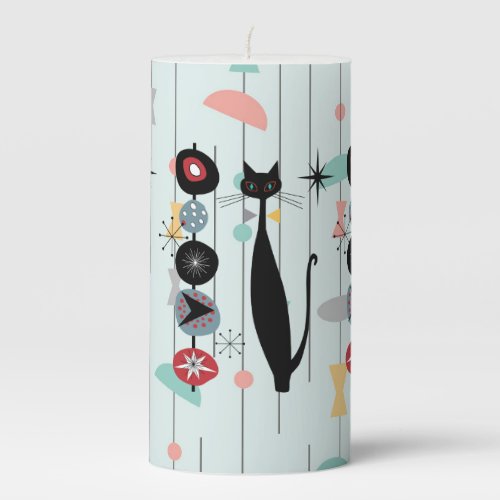 Retro Atomic Era Mid Century Modern MCM Cool Cat   Pillar Candle