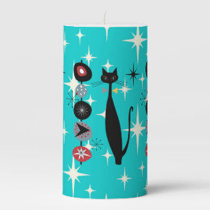 Retro Atomic Era Mid Century Modern MCM Cool Cat Pillar Candle