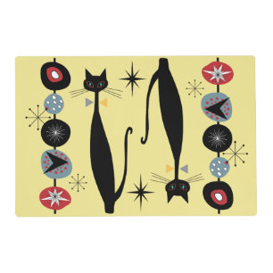 Retro Atomic Era Mid Century Modern MCM Cool Cat Placemat