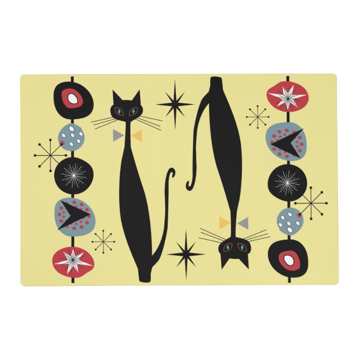 Retro Atomic Era Mid Century Modern MCM Cool Cat Placemat