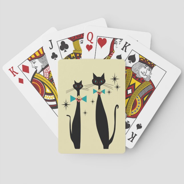 Retro Atomic Era Mid Century Modern MCM Cool Cat Poker Cards (Back)