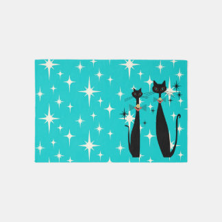 Retro Atomic Era Mid Century Modern MCM Cool Cat Rug