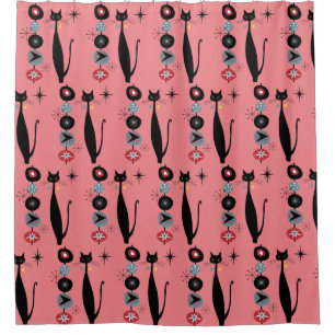 Retro Atomic Era Mid Century Modern MCM Cool Cat Shower Curtain