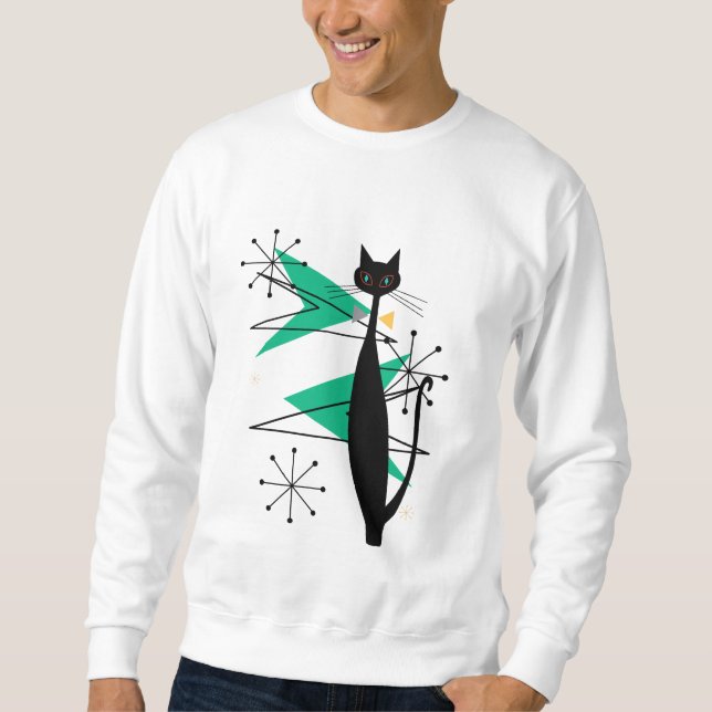 Retro Atomic Era Mid Century Modern MCM Cool Cat Sweatshirt (Front)