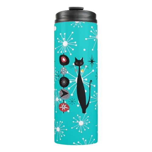 Retro Atomic Era Mid Century Modern MCM Cool Cat   Thermal Tumbler