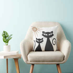 Retro Atomic Era Mid Century Modern MCM Cool Cat Throw Pillow