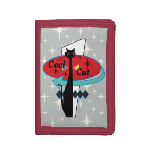 Retro Atomic Era Mid Century Modern MCM Cool Cat Tri-fold Wallet