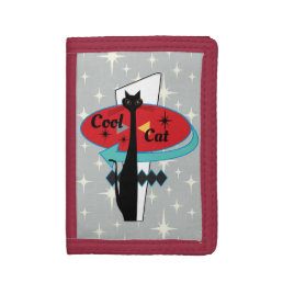 Retro Atomic Era Mid Century Modern MCM Cool Cat Trifold Wallet