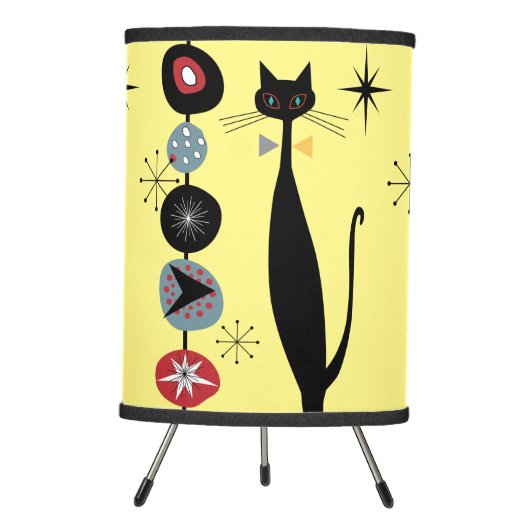Retro Atomic Era Mid Century Modern MCM Cool Cat Tripod Lamp (Front)