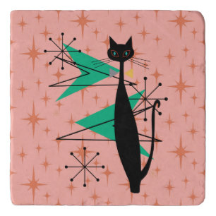 Retro Atomic Era Mid Century Modern MCM Cool Cat Trivet