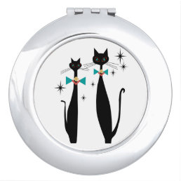 Retro Atomic Era Mid Century Modern MCM Cool Cats Compact Mirror