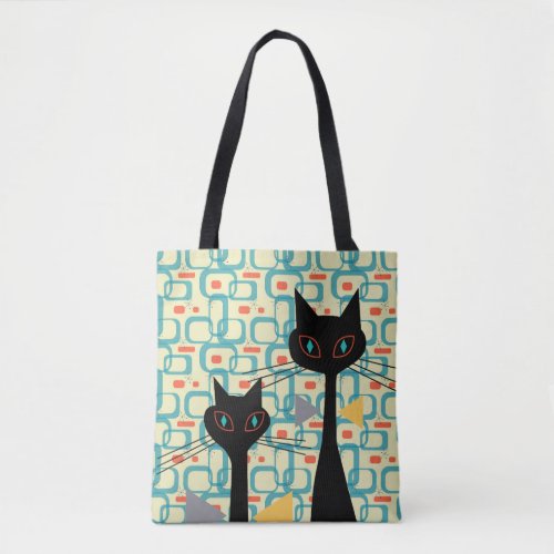 Retro Atomic Era Mid Century Modern MCM Cool Cats Tote Bag