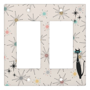 Retro Atomic Era Mid Century Modern MCM Kitty Cat Light Switch Cover